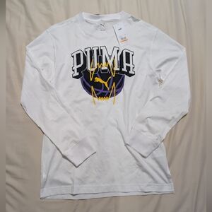 PUMA White Long Sleeve Men's Shirt Fits A Teenager Size Small